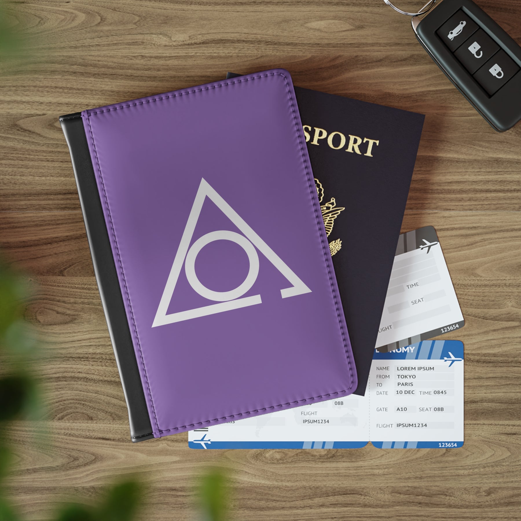 LOCOP Passport Cover - Purple PU Leather With Inner Compartments - Bricks Masons