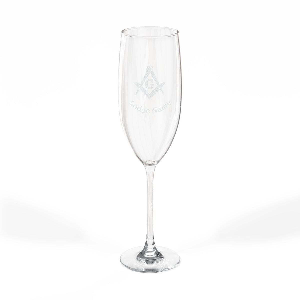 Master Mason Blue Lodge Champagne Flute - Square & Compass G with Personalization