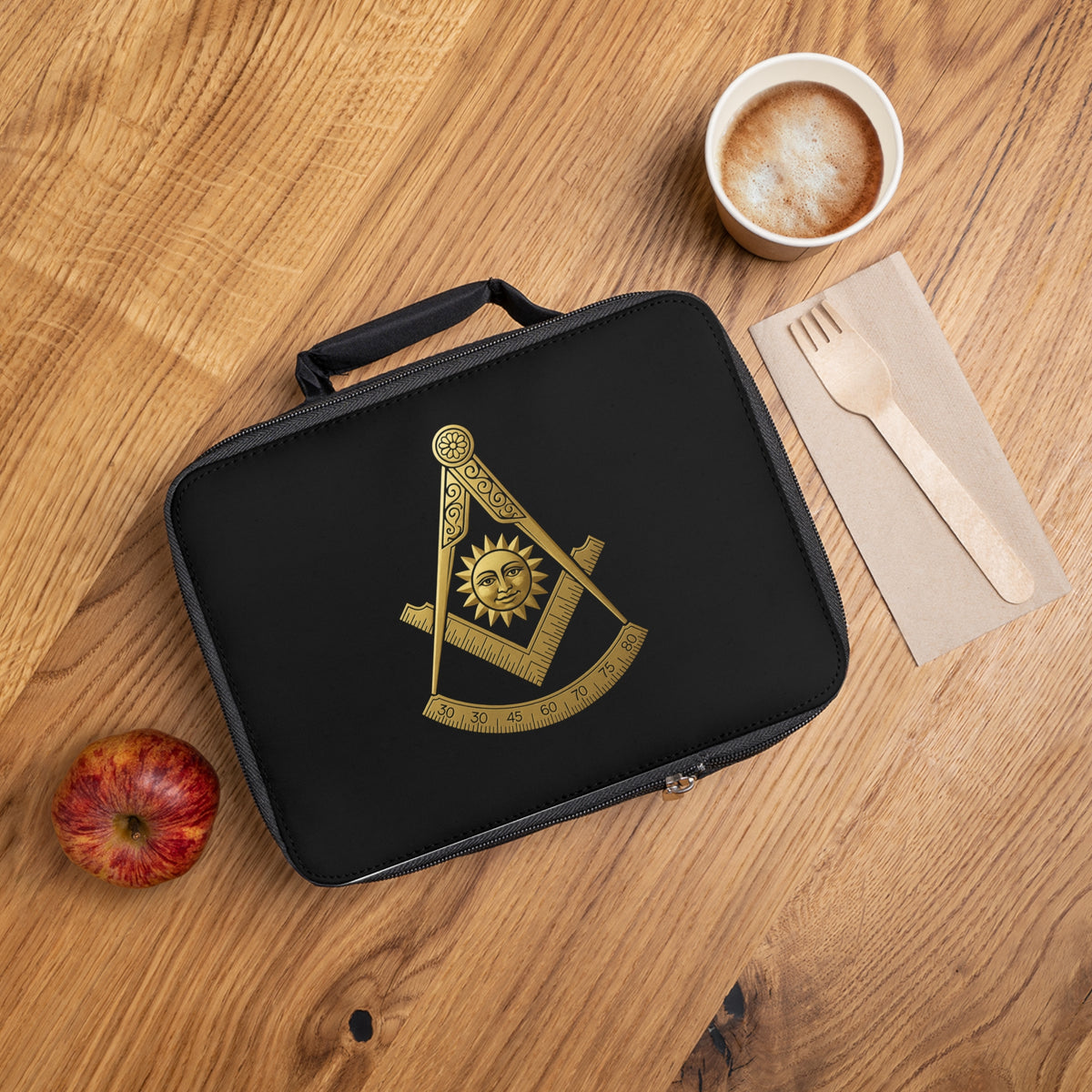 Past Master Blue Lodge Lunch Bag - Gold & Black Fully Insulated - Bricks Masons