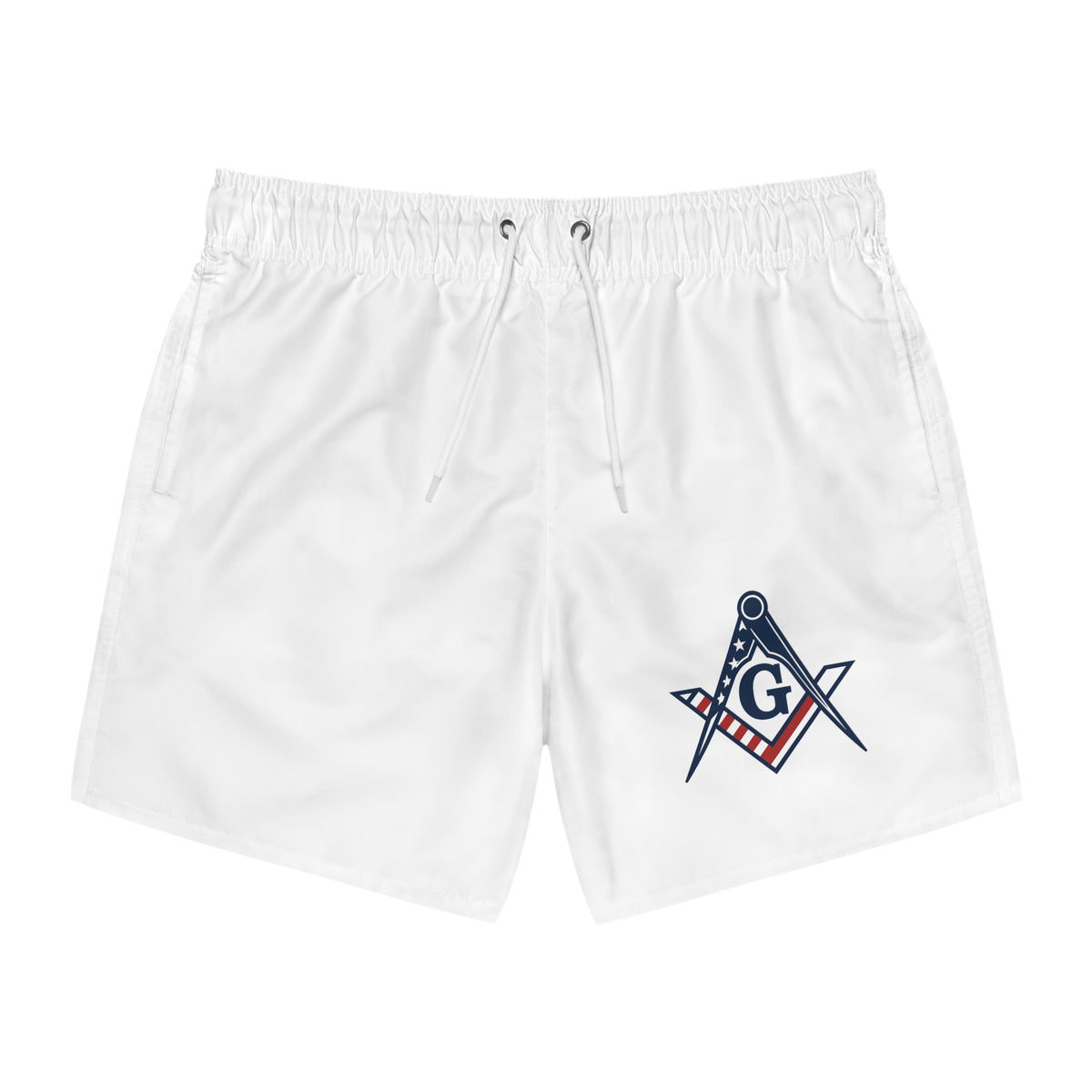 Master Mason Blue Lodge Short - Square & Compass G USA Flag Swim Trunk - Bricks Masons