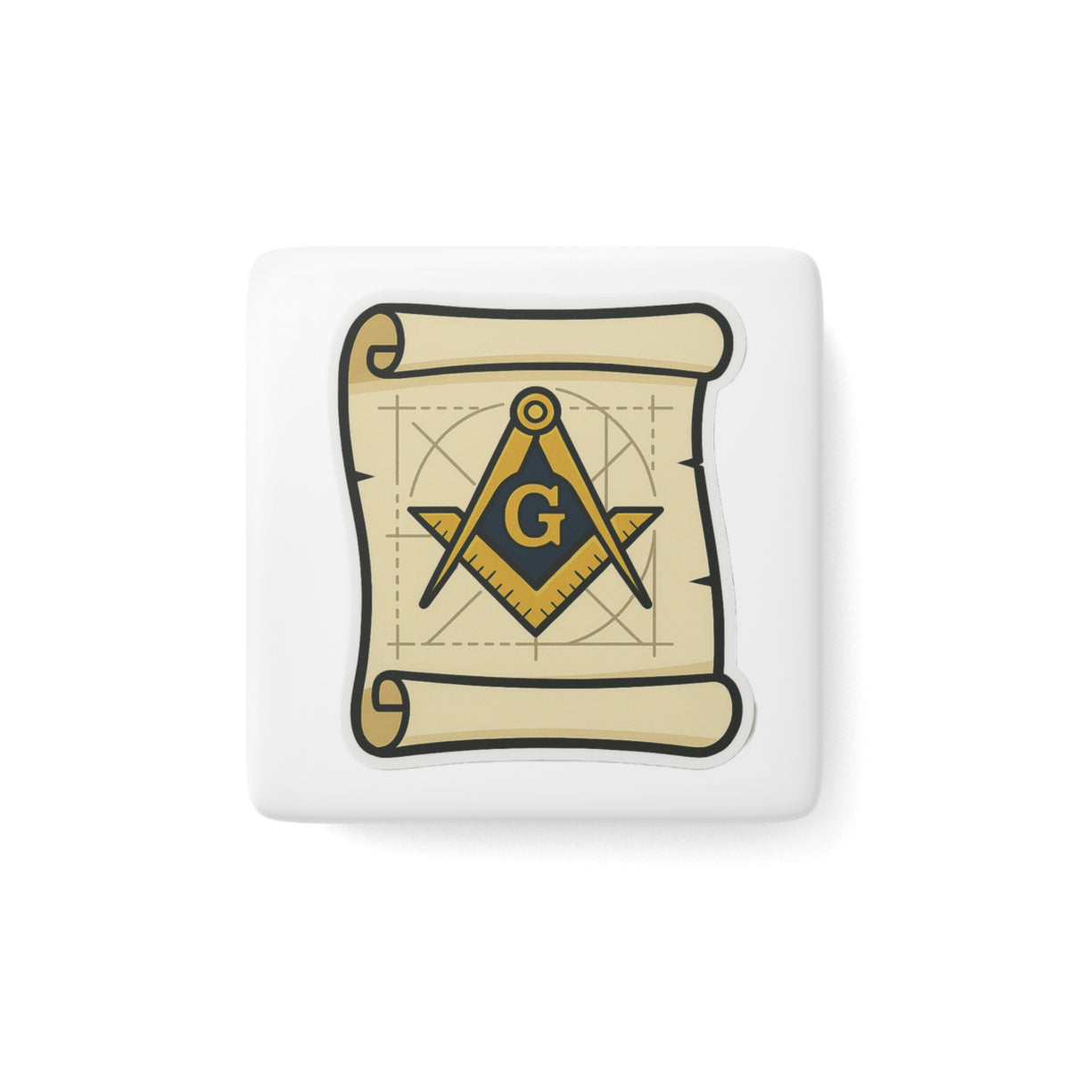 Master Mason Blue Lodge Magnet - Porcelain With Magnet - Bricks Masons