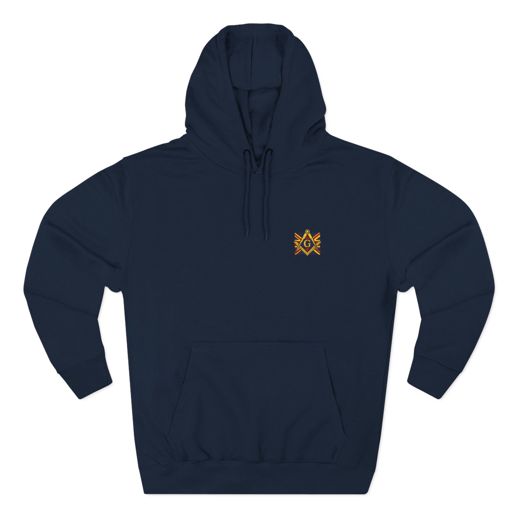 Master Mason Blue Lodge Hoodie - Three-Panel Fleece Signature Chest Stitch - Bricks Masons