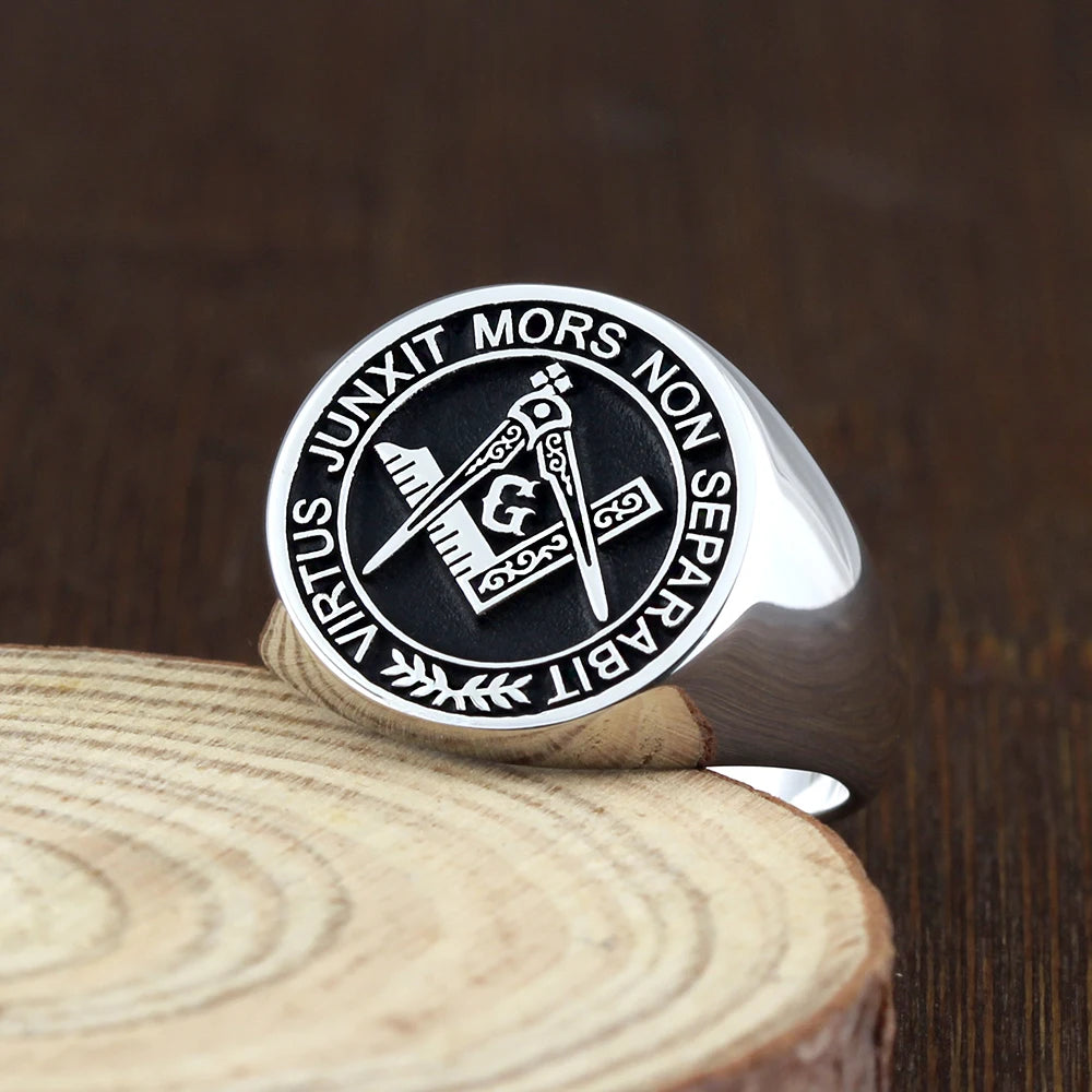 Master Mason Blue Lodge Ring - S&C G Virtus Junxit Mors Non Separabit Sterling