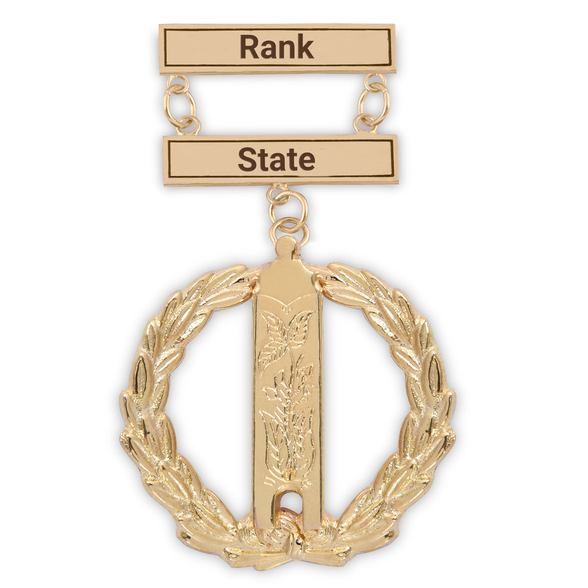 Grand Junior Warden Blue Lodge Breast Jewel - Gold Coated Customizable - Bricks Masons