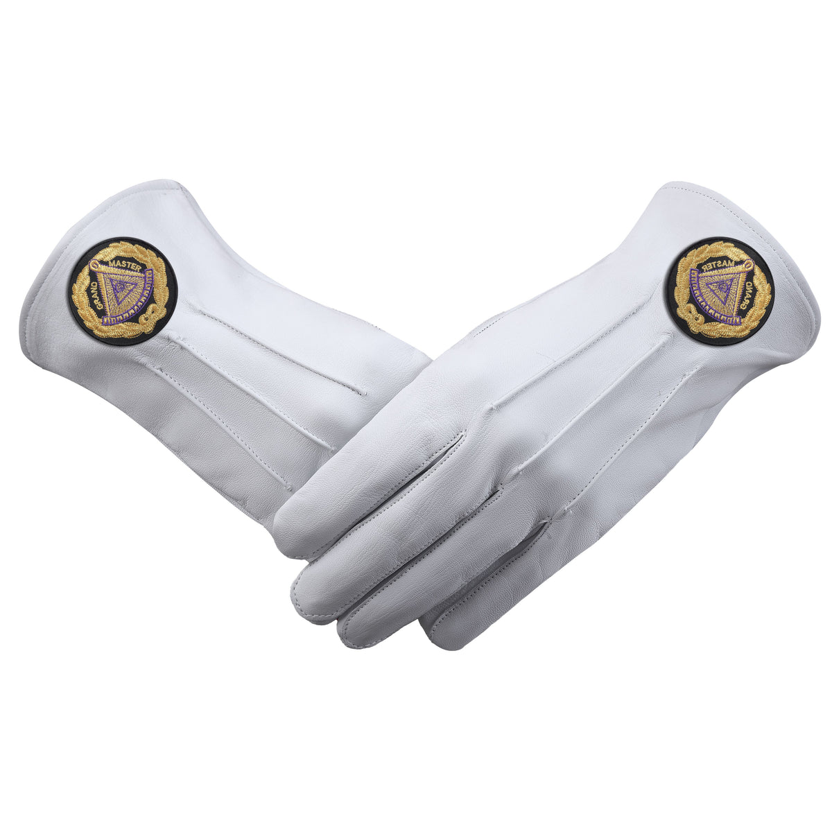Grand Master Blue Lodge Glove - Leather With Black Patch - Bricks Masons