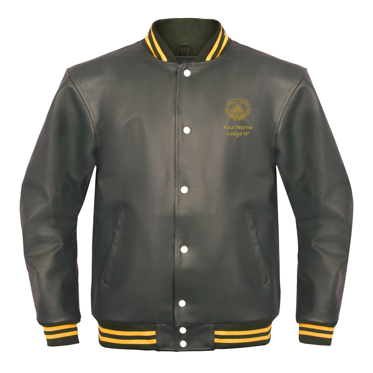 Grand Master Blue Lodge Jacket - Leather With Customizable Gold Embroidery - Bricks Masons