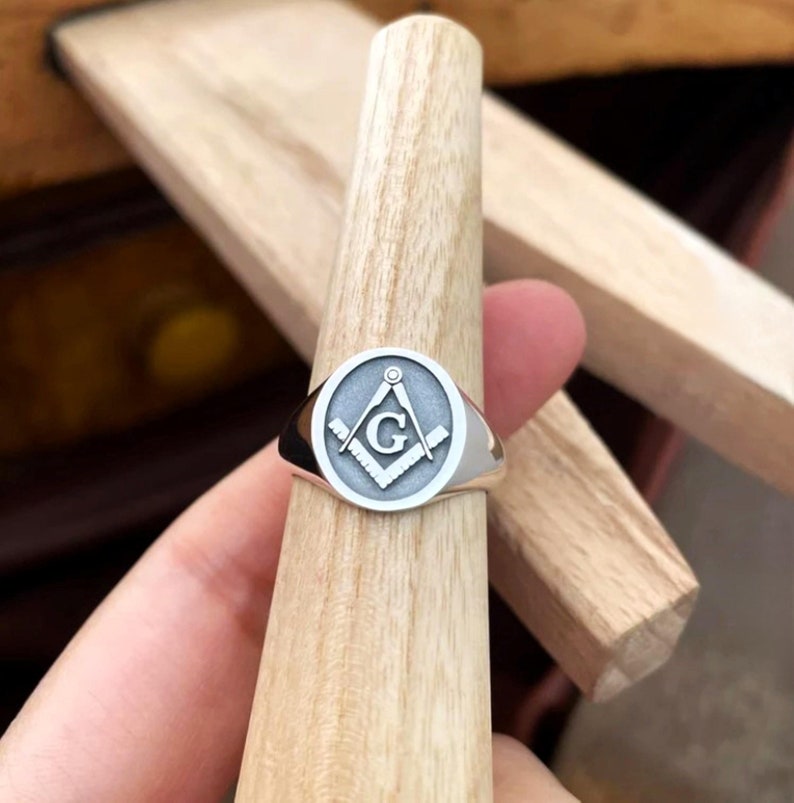 Master Mason Blue Lodge Ring - Gold Plated 925 Sterling Silver Various Sizes - Bricks Masons