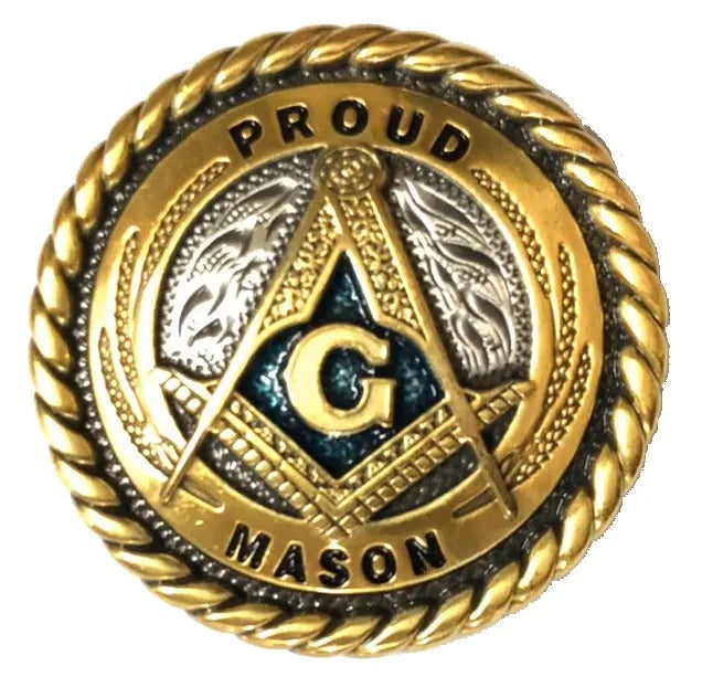 Master Mason Blue Lodge Concho - Proud Mason Square & Compass (1 3/4 Inches) - Bricks Masons