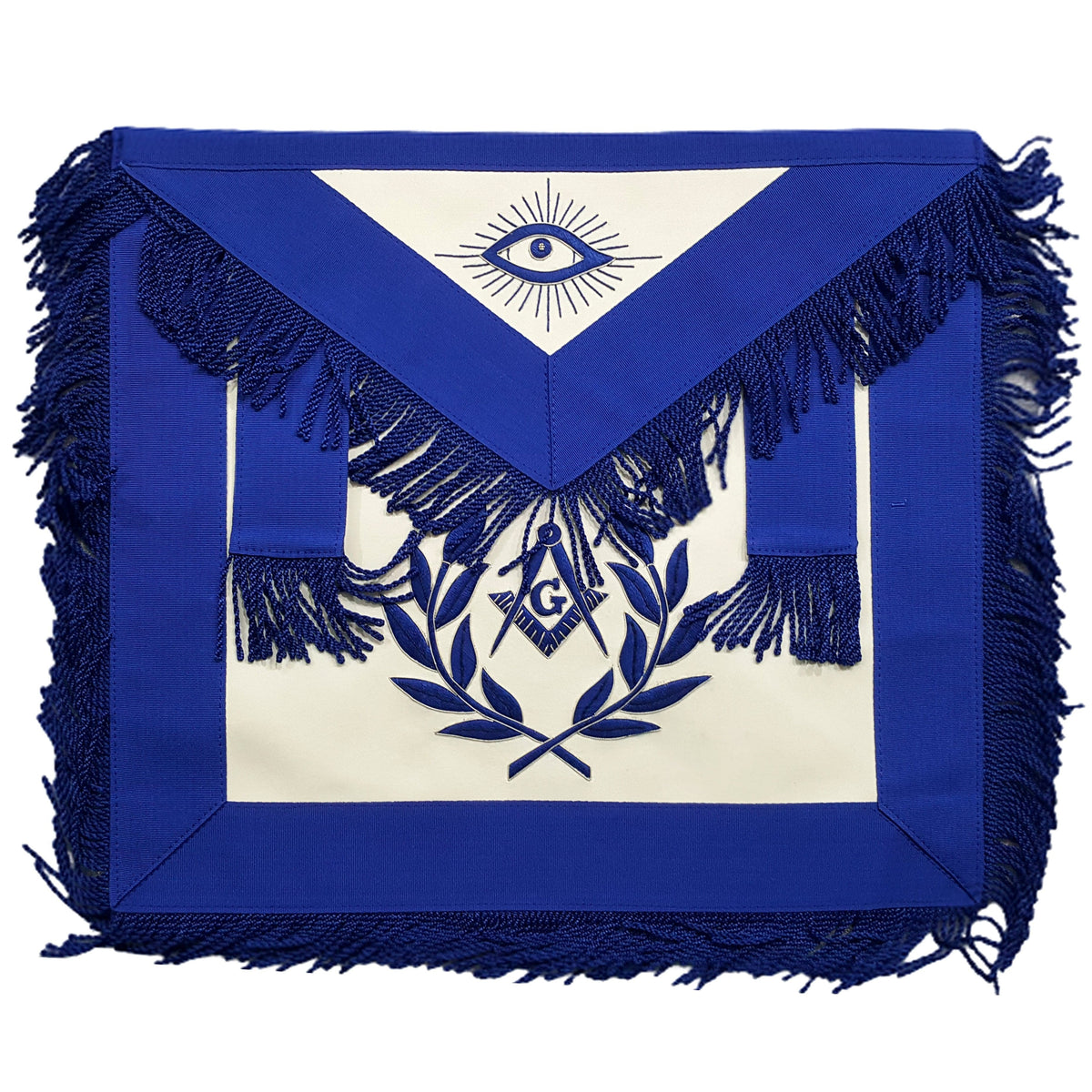 Master Mason Blue Lodge Apron - Blue with Embroidery & Fringe - Bricks Masons