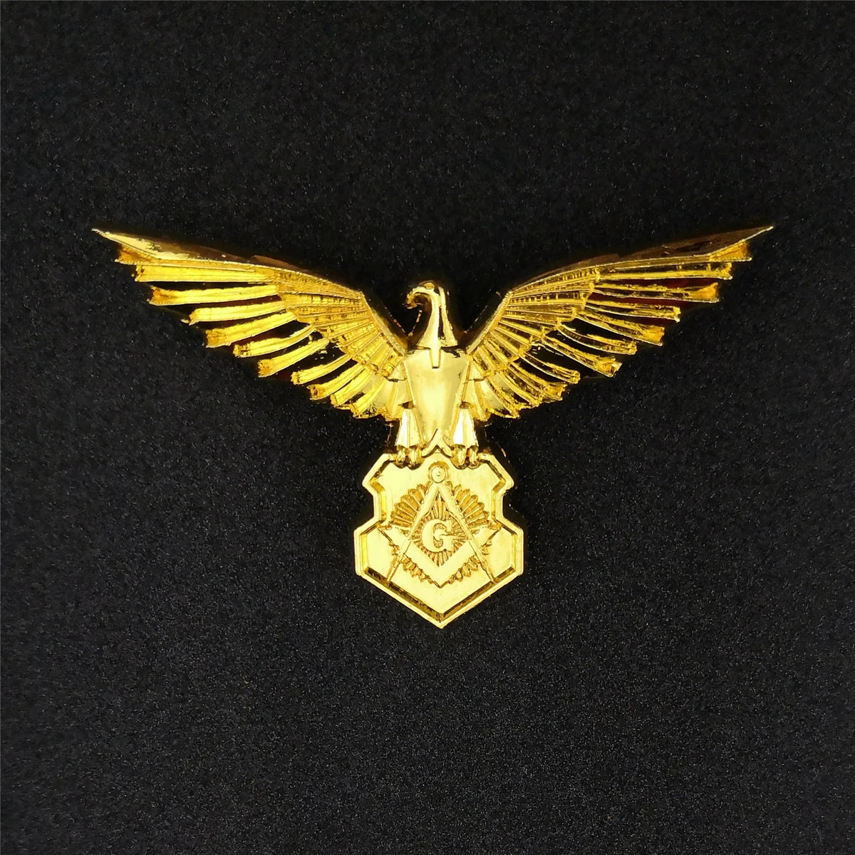 Master Mason Blue Lodge Brooch - Gold Plated Eagle Shape - Bricks Masons