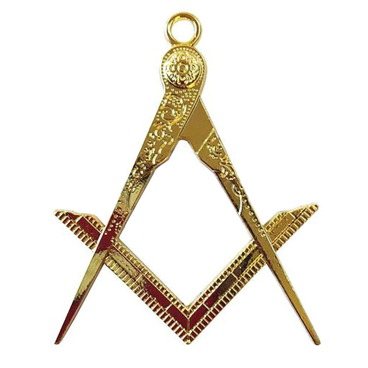 Master Mason Blue Lodge Collar Jewel - Square & Compass Gold Metal - Bricks Masons