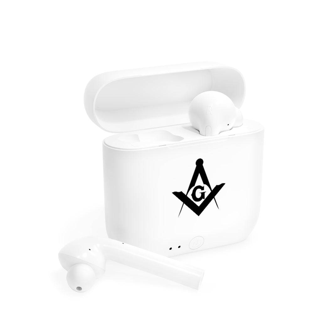Master Mason Blue Lodge Earbud - Square & Compass G - Bricks Masons