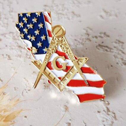 Master Mason Blue Lodge Lapel Pin - California State Flag - Bricks Masons