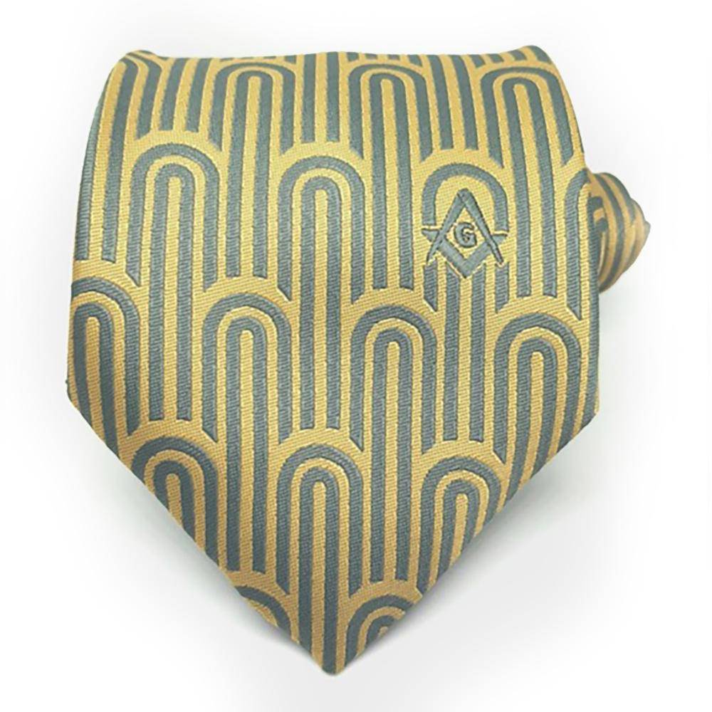 Master Mason Blue Lodge Necktie - Grey & Gold - Bricks Masons