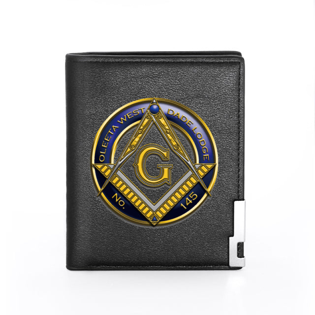 Master Mason Blue Lodge Wallet - PU Leather Vintage Square and Compass G & Credit Card Holder (26 variants) - Bricks Masons