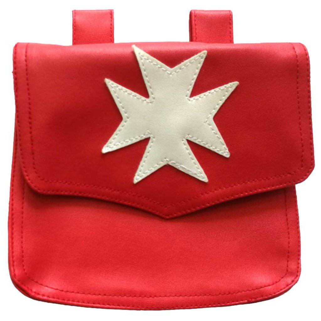Order Of Malta Alms Bag - Red Leather - Bricks Masons