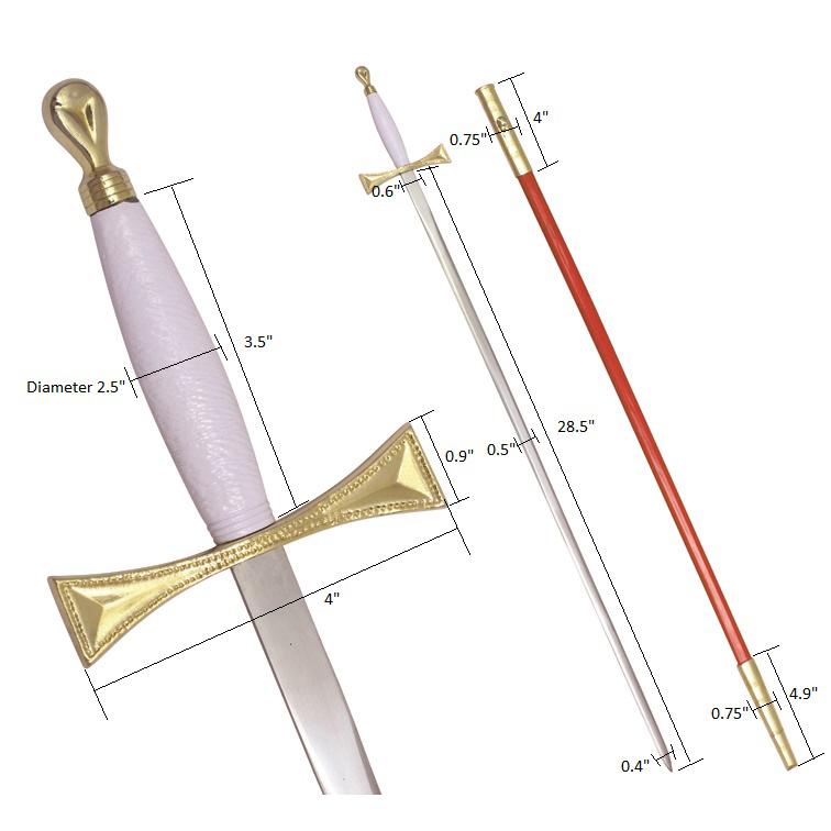 Universal Sword - White Gold Hilt and Red Scabbard - Bricks Masons