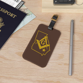 Master Mason Blue Lodge Luggage Tag - Georgia Mason With Black Leather Strap - Bricks Masons