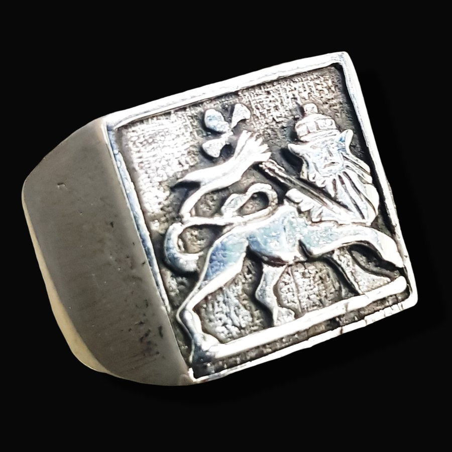 Leon Judah Rastafari Silver Ring 1.3 Cm 9 Gr Art 1017 - Bricks Masons
