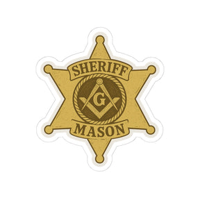 Master Mason Blue Lodge Sticker Decal - Kiss-Cut Sheriff Star - Bricks Masons