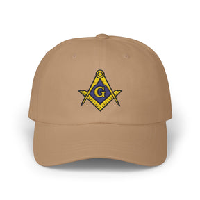 Master Mason Blue Lodge Baseball Cap - Gold & Blue Embroidered Square & Compass G - Bricks Masons