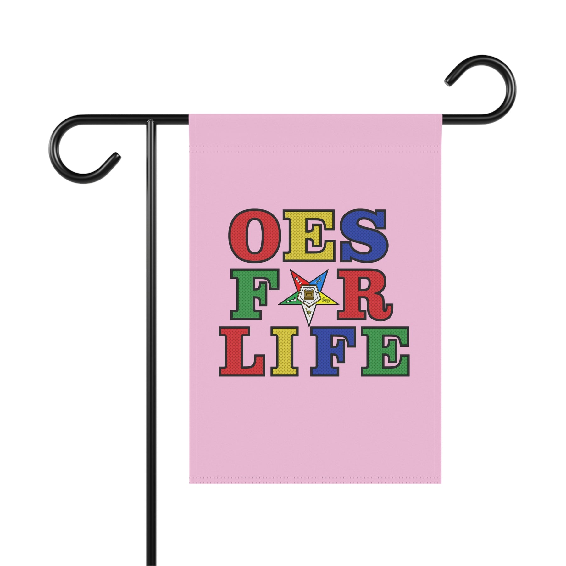 OES Yard Flag - Pink OES For Life Poly Poplin - Bricks Masons