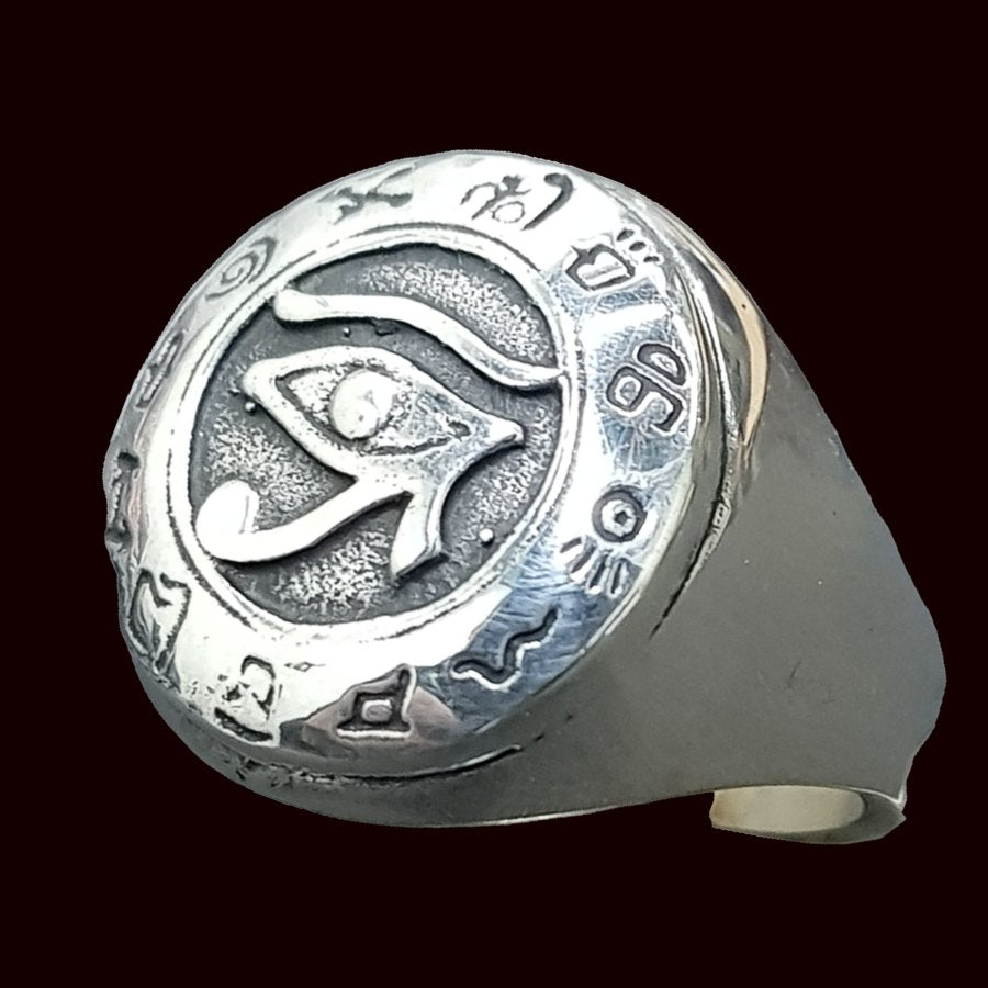Egyptian Eye of Horus Ring, Silver, 1.8 cm, 11.5 g, Art. 1070 - Bricks Masons