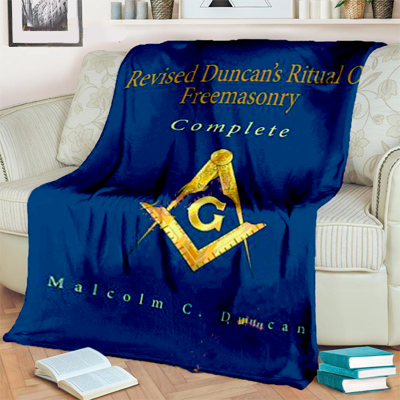 Master Mason Blue Lodge Blanket - 3D Printed Square and Compass G Flannel - Bricks Masons