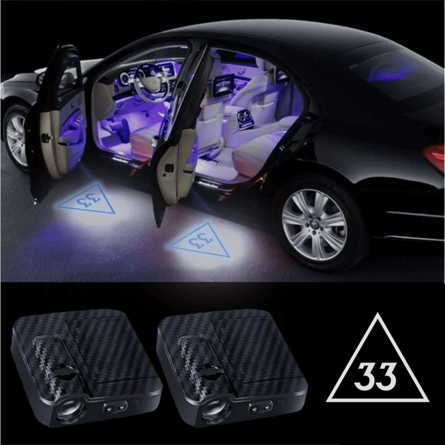 33rd Degree Scottish Rite Car Door Light Projector - Customizable Wireless LED - Bricks Masons