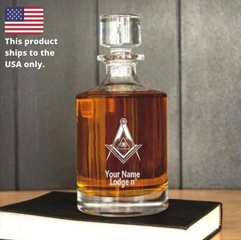 Master Mason Blue Lodge Decanter - 30 oz. - Bricks Masons