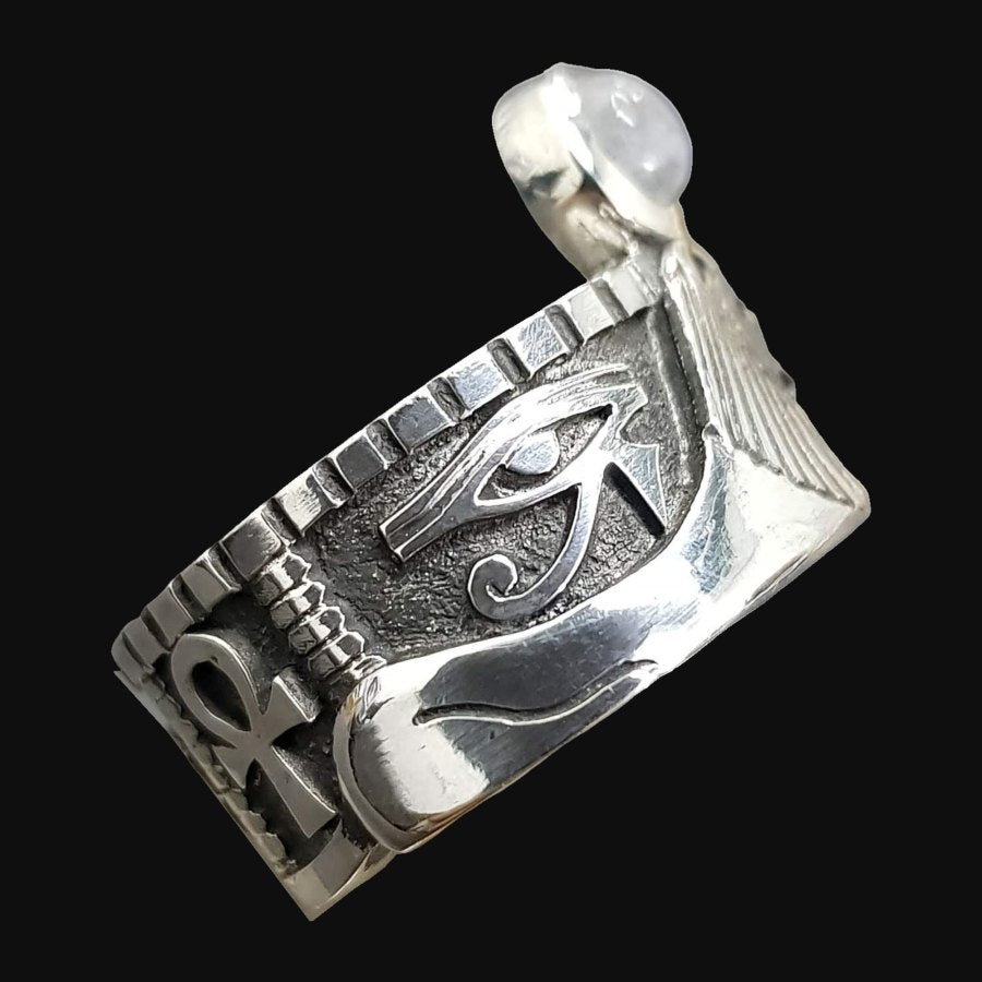 Egyptian Sekhmet Ring in Silver 1 cm 10 g Art 1135 - Bricks Masons