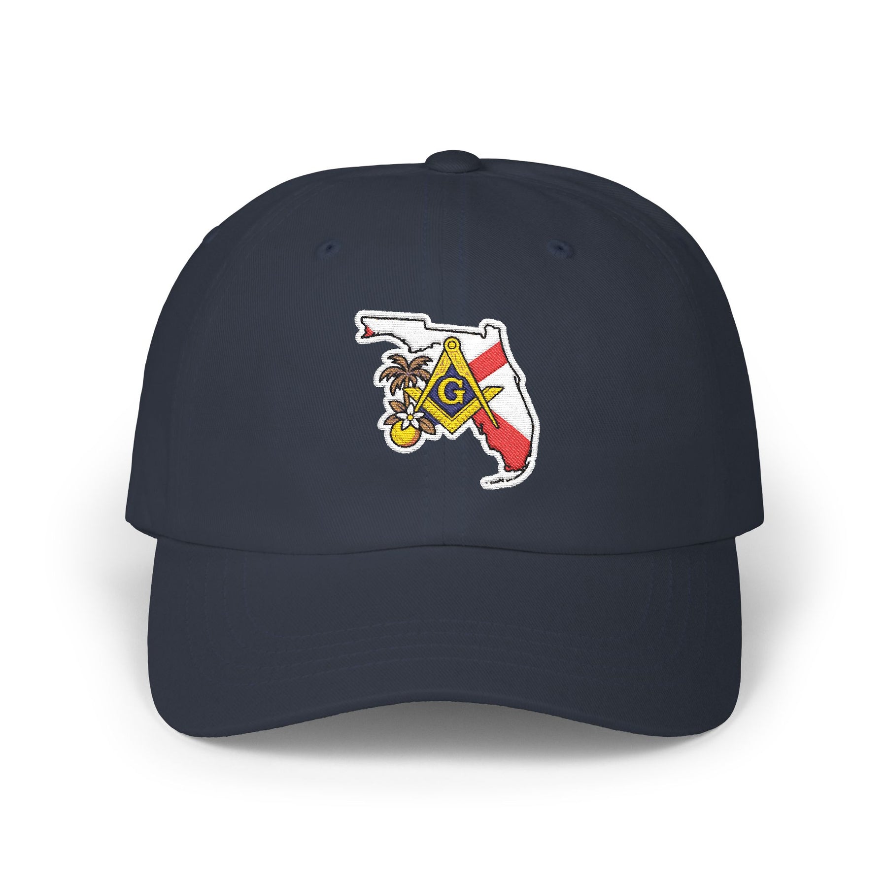 Master Mason Blue Lodge Baseball Cap - Florida With Orange Blossom - Bricks Masons