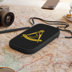 District Deputy Grand Master Blue Lodge Passport Wallet - Black With Shoulder & Wrist Strap - Bricks Masons