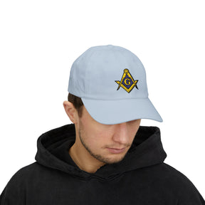 Master Mason Blue Lodge Baseball Cap - Gold & Blue Embroidered Square & Compass G - Bricks Masons