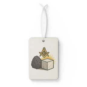 Master Mason Blue Lodge Car Air Freshener - Rough Ashlar & Perfect Ashlar Symbol - Bricks Masons
