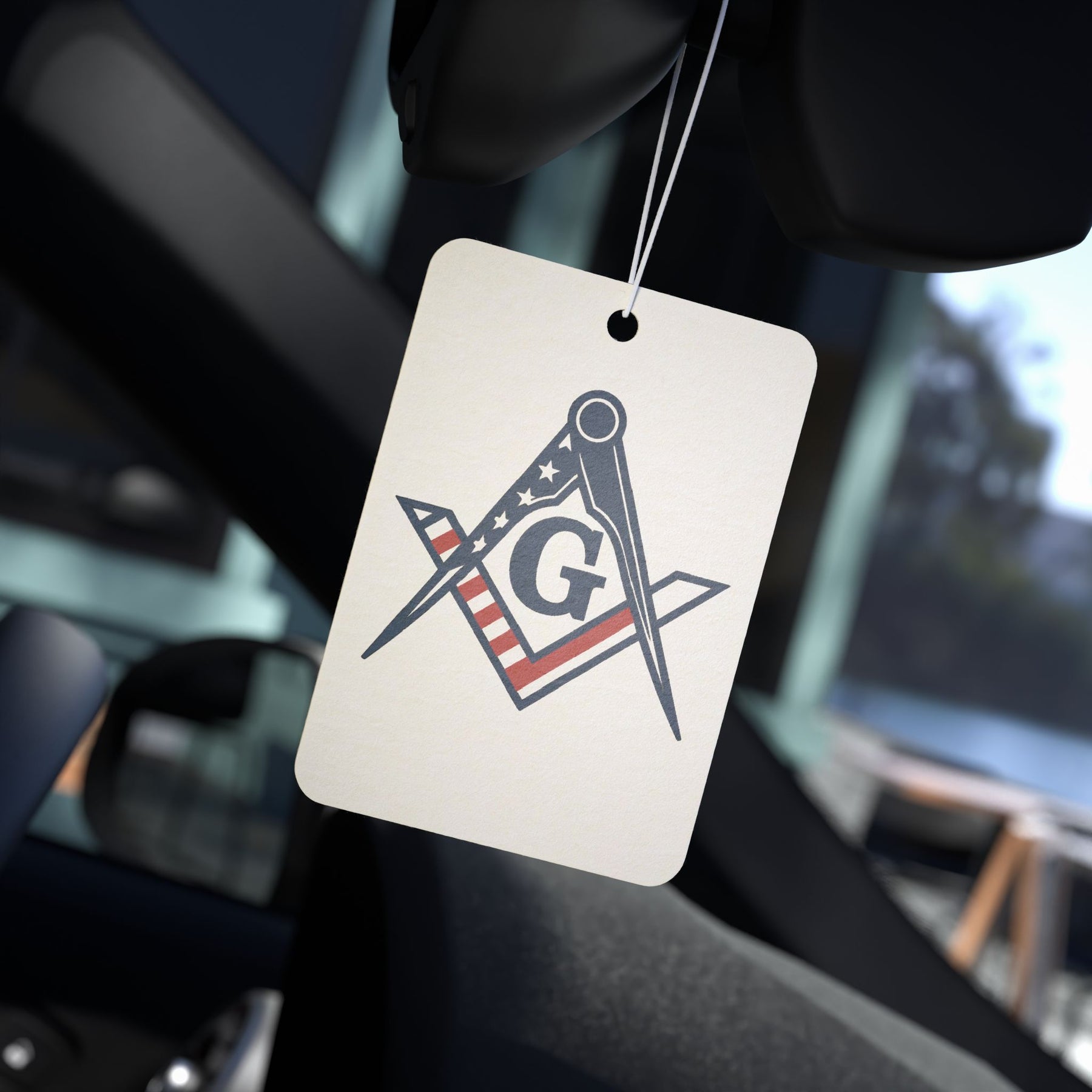 Master Mason Blue Lodge Car Air Freshener - Square & Compass G US Flag - Bricks Masons