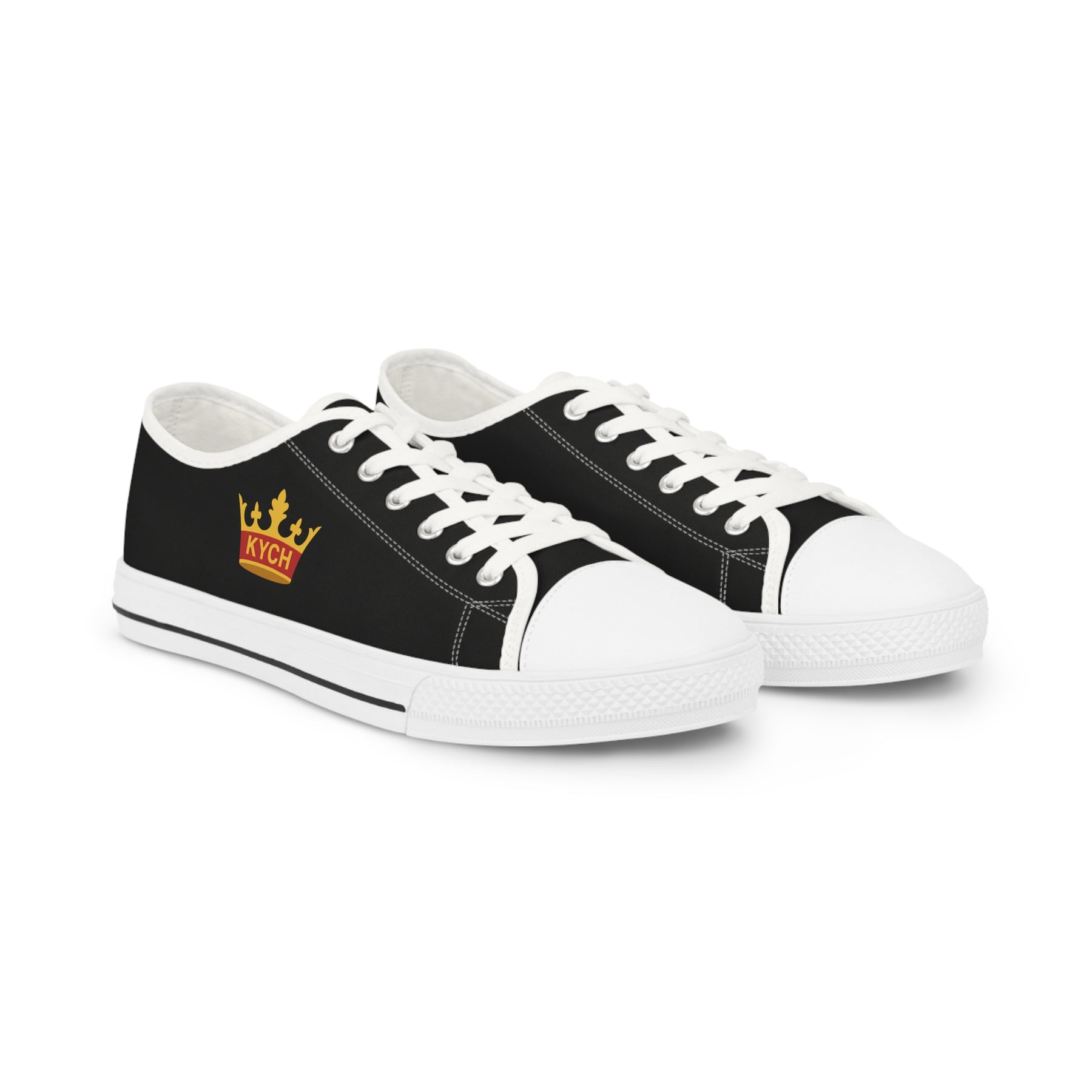 KYCH Sneaker - Low Top Sneaker Black & White Golden Emblem - Bricks Masons