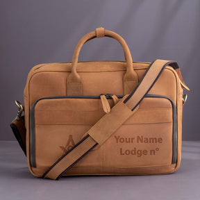 Master Mason Blue Lodge Briefcase - Handmade Leather