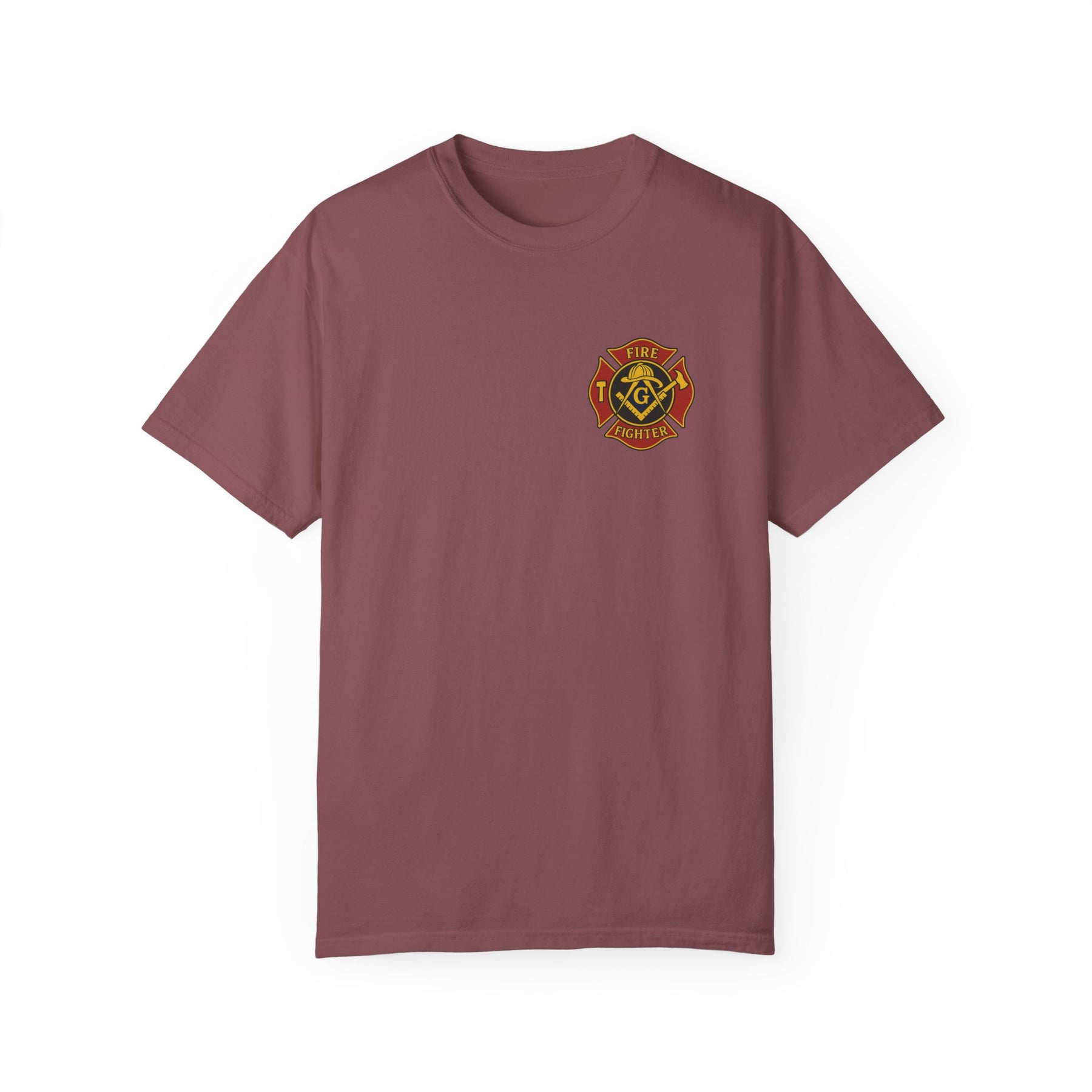 Master Mason Blue Lodge T-Shirt - Firefighter Mason Garment-Dyed Tee - Bricks Masons