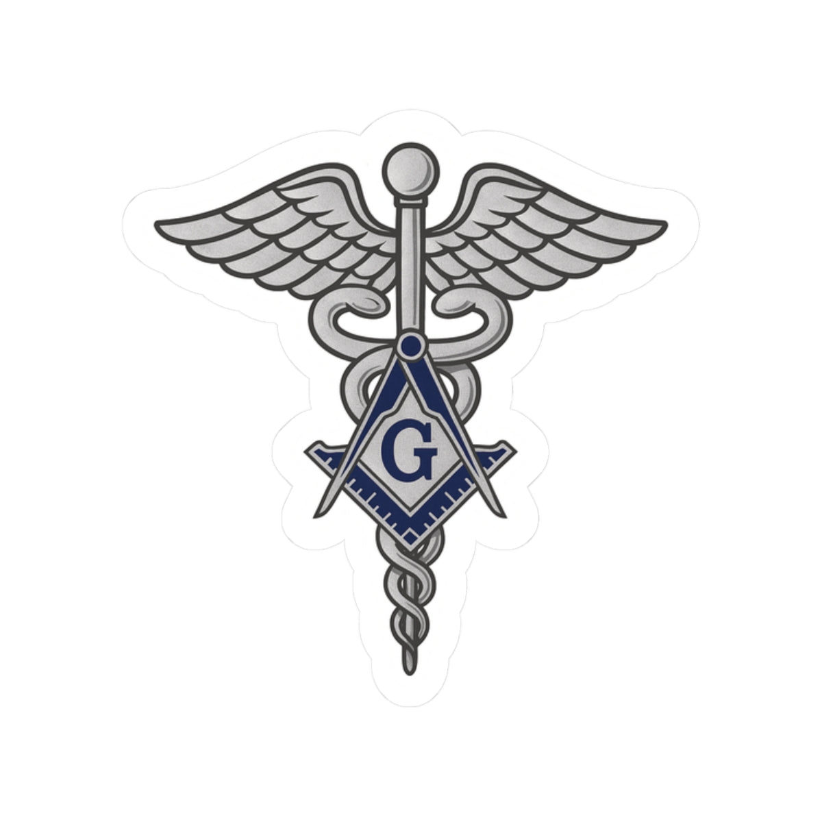 Master Mason Blue Lodge Sticker Decal - Kiss-Cut Silver Medical Doctor - Bricks Masons