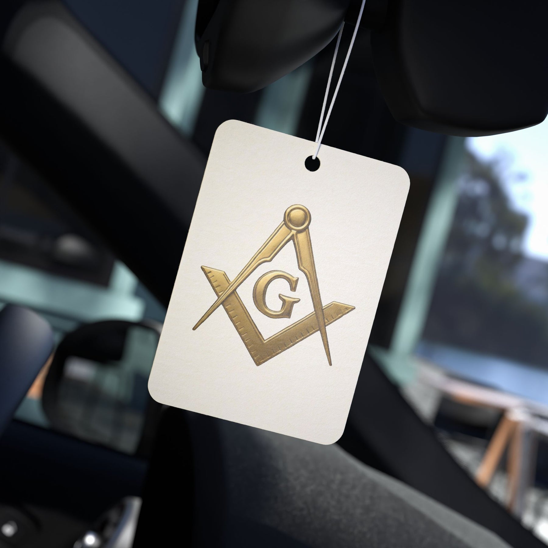 Master Mason Blue Lodge Car Air Freshener - Gold Square & Compass with G - Bricks Masons