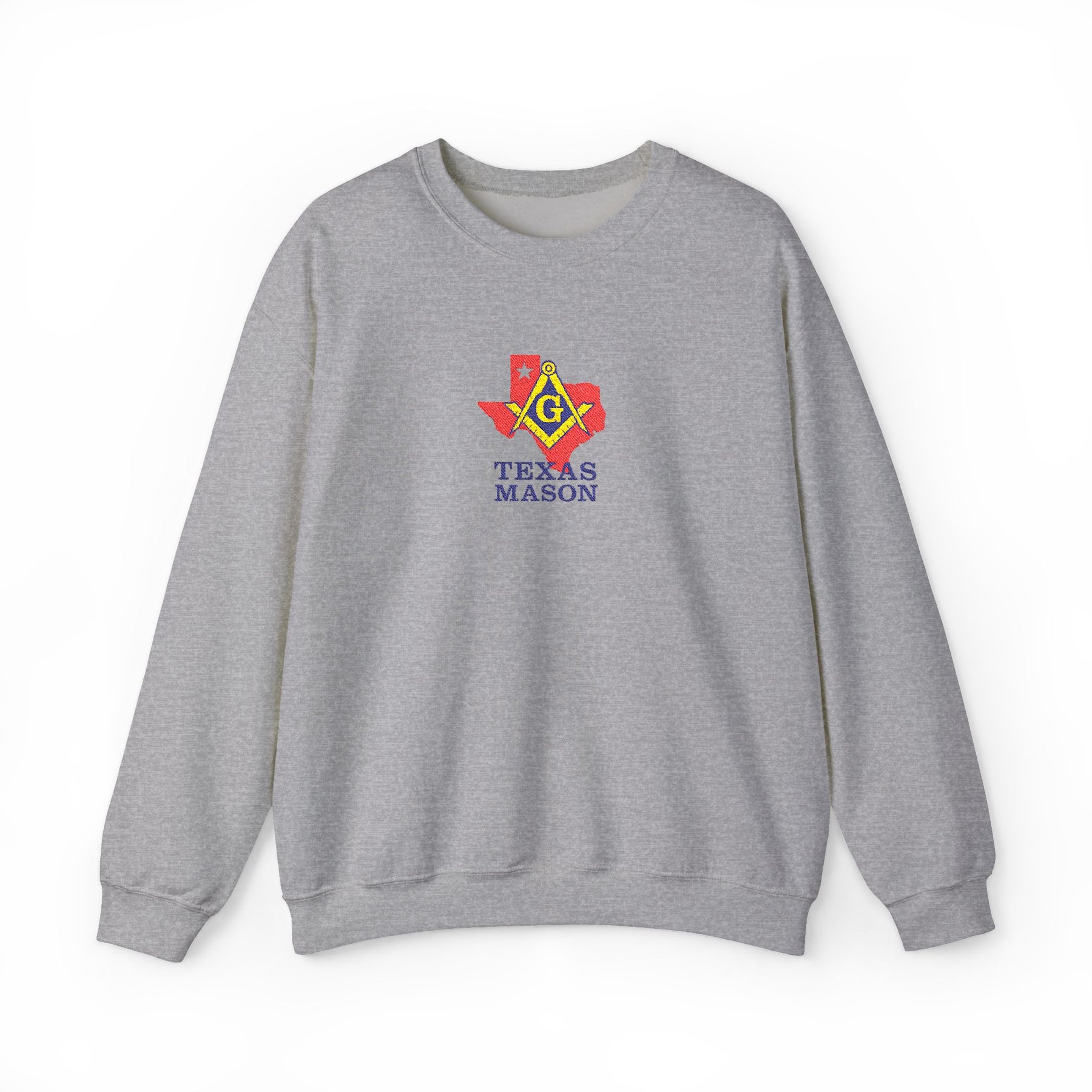 Master Mason Blue Lodge Sweatshirt - Crewneck Embroidered Emblem Texas Mason - Bricks Masons