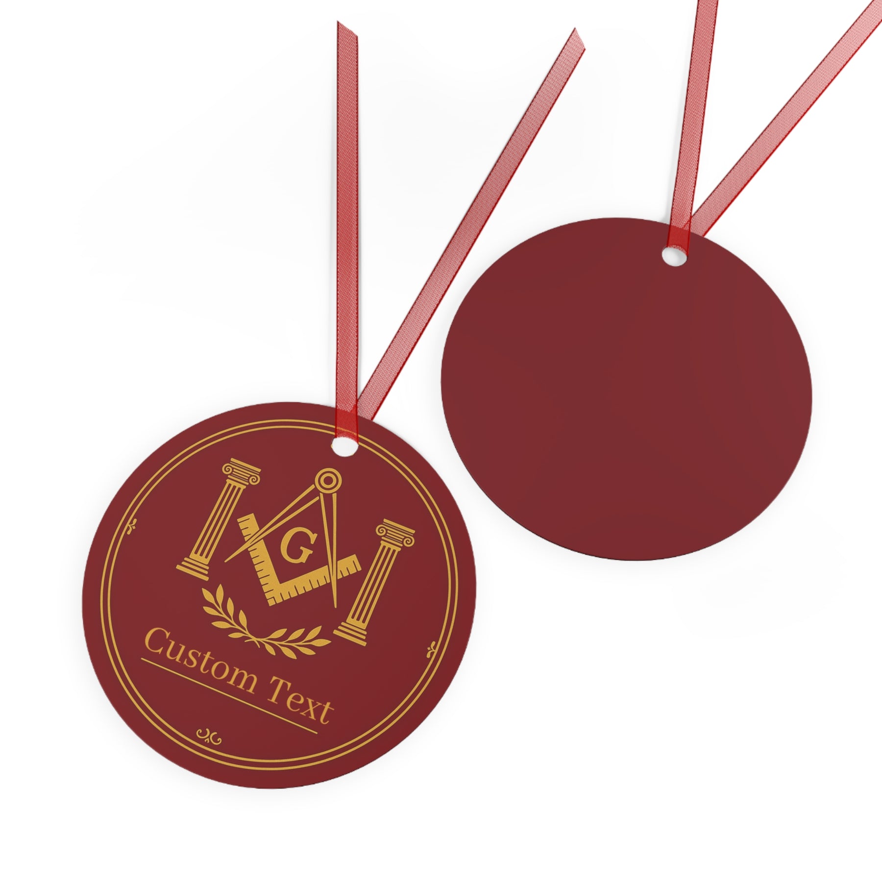 Master Mason Blue Lodge Christmas Ornament - Square & Compass G with Pillars Customized - Bricks Masons
