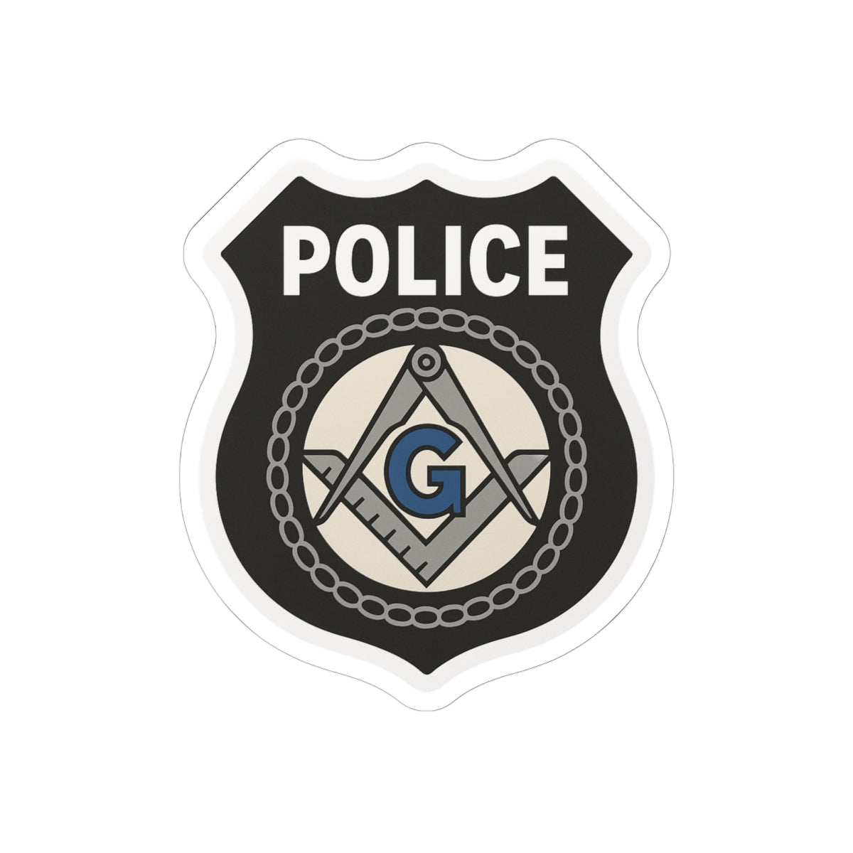 Master Mason Blue Lodge Sticker Decal - Kiss-Cut Police Badge - Bricks Masons