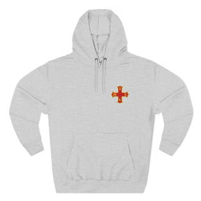 Red Cross of Constantine Hoodie - Three-Panel Fleece Chest Embroidered Motif - Bricks Masons