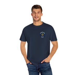 Master Mason Blue Lodge T-Shirt - Traveling Mason Garment-Dyed Tee - Bricks Masons