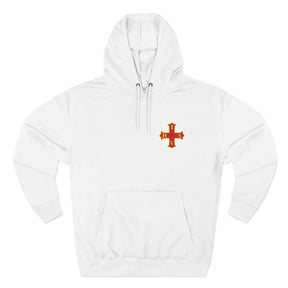 Red Cross of Constantine Hoodie - Three-Panel Fleece Chest Embroidered Motif - Bricks Masons
