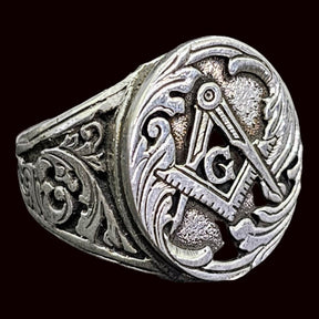 Masonic Fellow Craft Degree Silver Ring Freemasonry Art 1581 - Bricks Masons