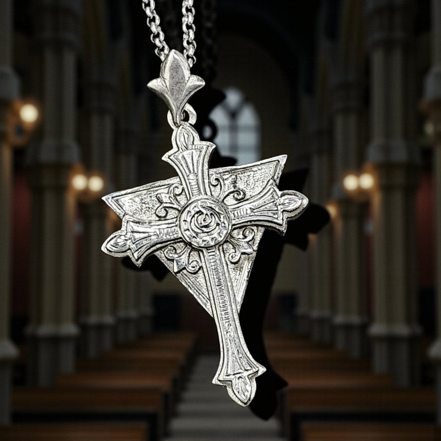 Rosicrucian Pendant in Silver 6 x 3 cm 14 g Mystic Order Art 1587 - Bricks Masons