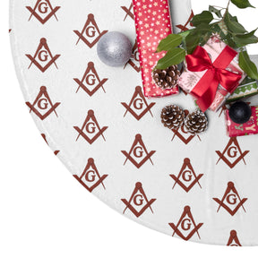 Master Mason Blue Lodge Christmas Tree Skirt - Festive Square & Compass G - Bricks Masons